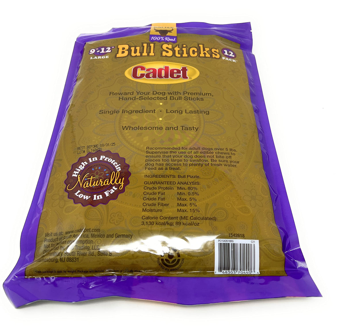 Cadet Gourmet Bully Sticks 12-Inch Pack assembly image with 12 sticks ready