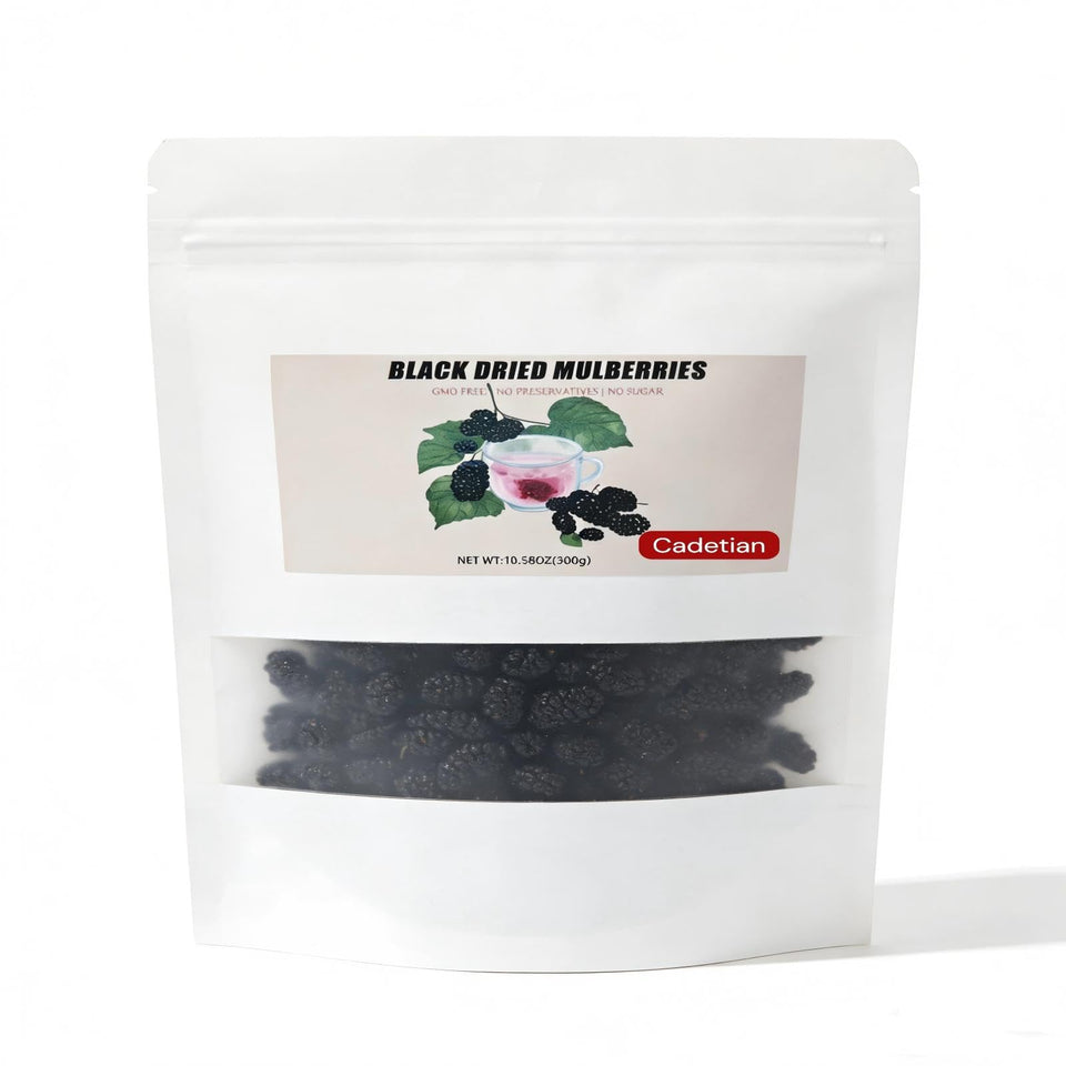 Cadetian premium dried black mulberries bag for daily snacking and natural sweetness