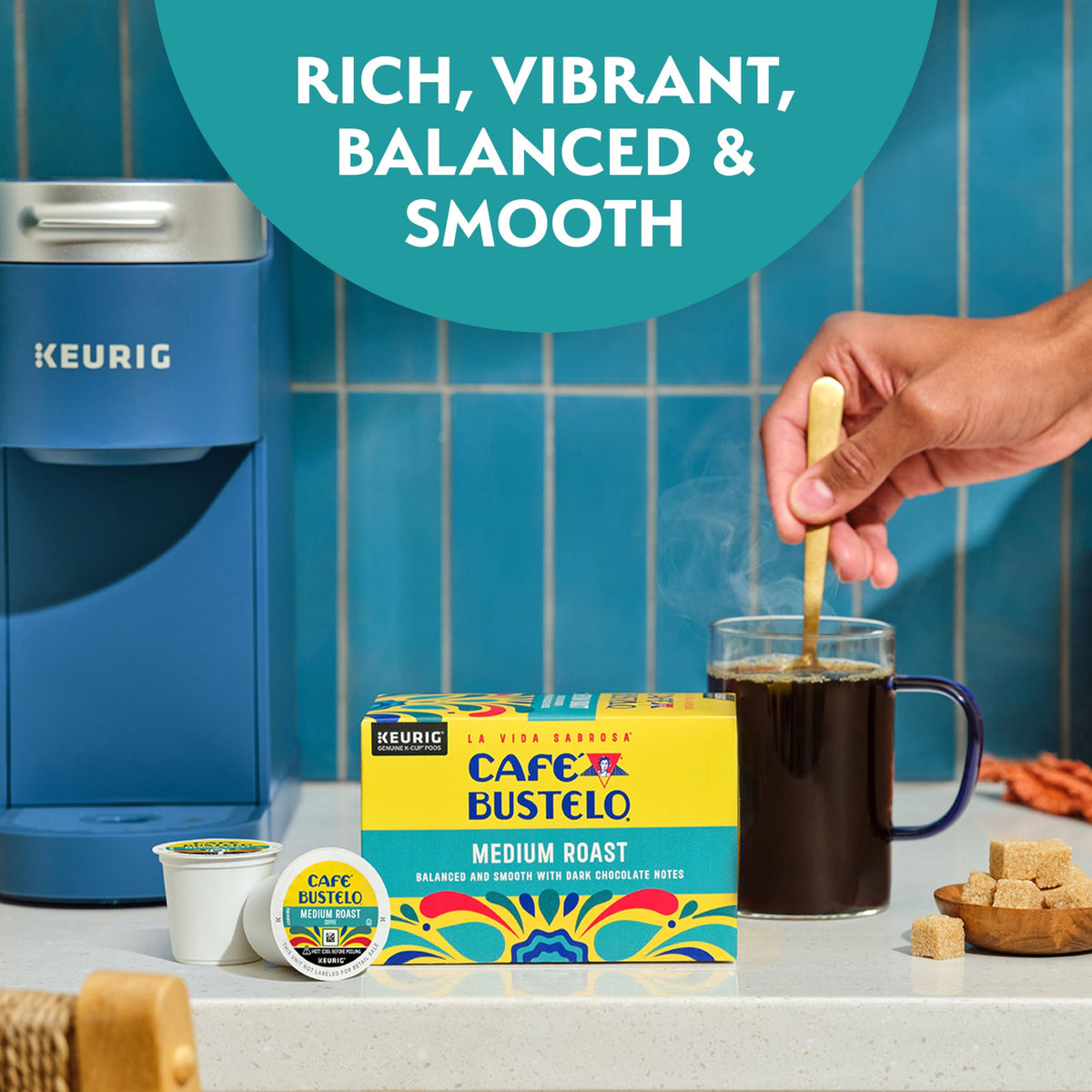 Balanced flavor and smooth body from Café Bustelo coffee