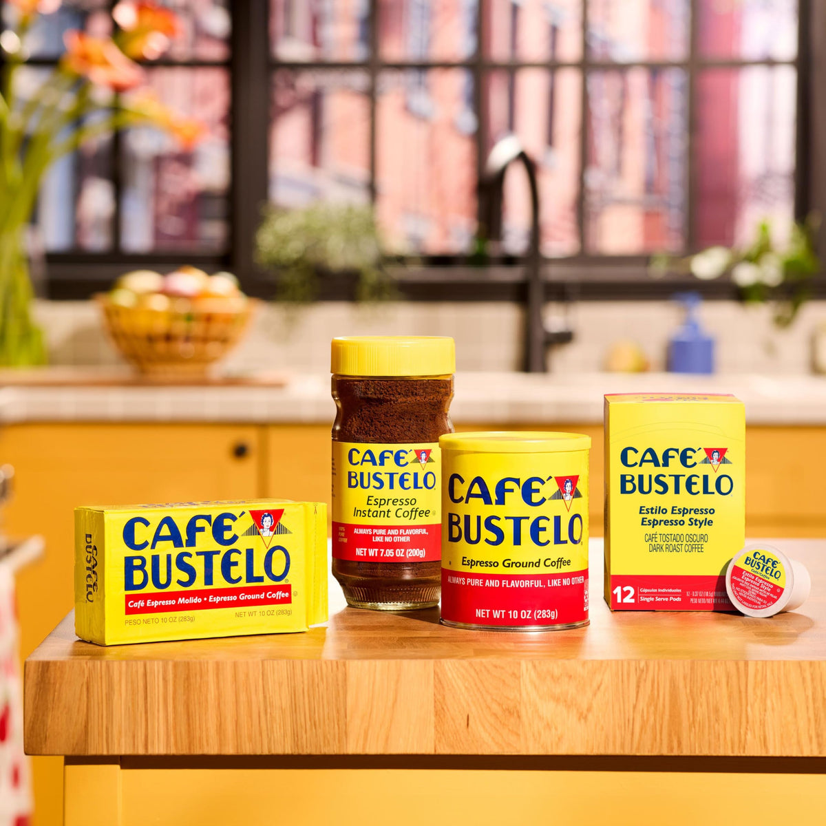 Cafe Bustelo pods with milk and sugar to recreate cafe-style espresso drinks