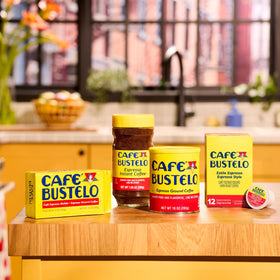 Cafe Bustelo pods with milk and sugar to recreate cafe-style espresso drinks