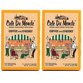 Cafe Du Monde coffee chicory pods packaging ready for convenient mornings.