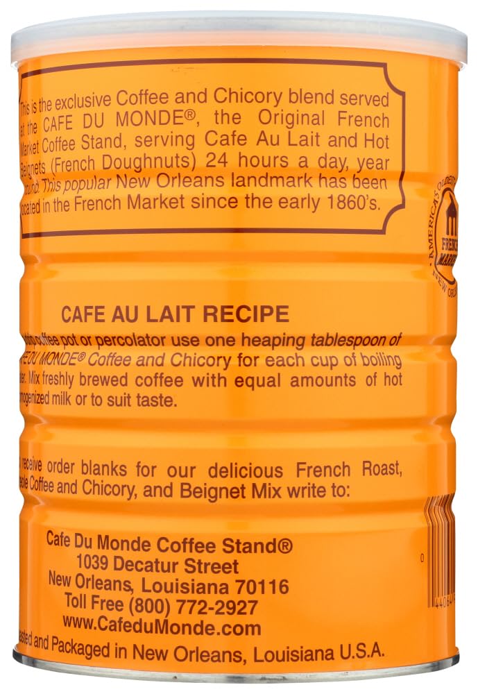 Cafe Du Monde cans arranged on a kitchen counter for morning coffee.