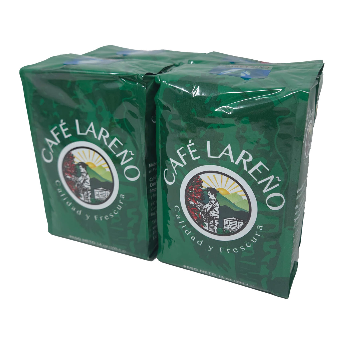 Café Lareño ground coffee four-pack in 14 oz bags for daily brewing.