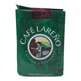 Café Lareño green packaging featuring logo, signaling freshness and Puerto Rico heritage.