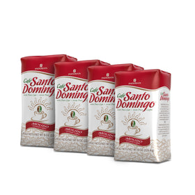 Café Santo Domingo ground coffee 8oz bag with medium roast aroma ideal for daily brewing.