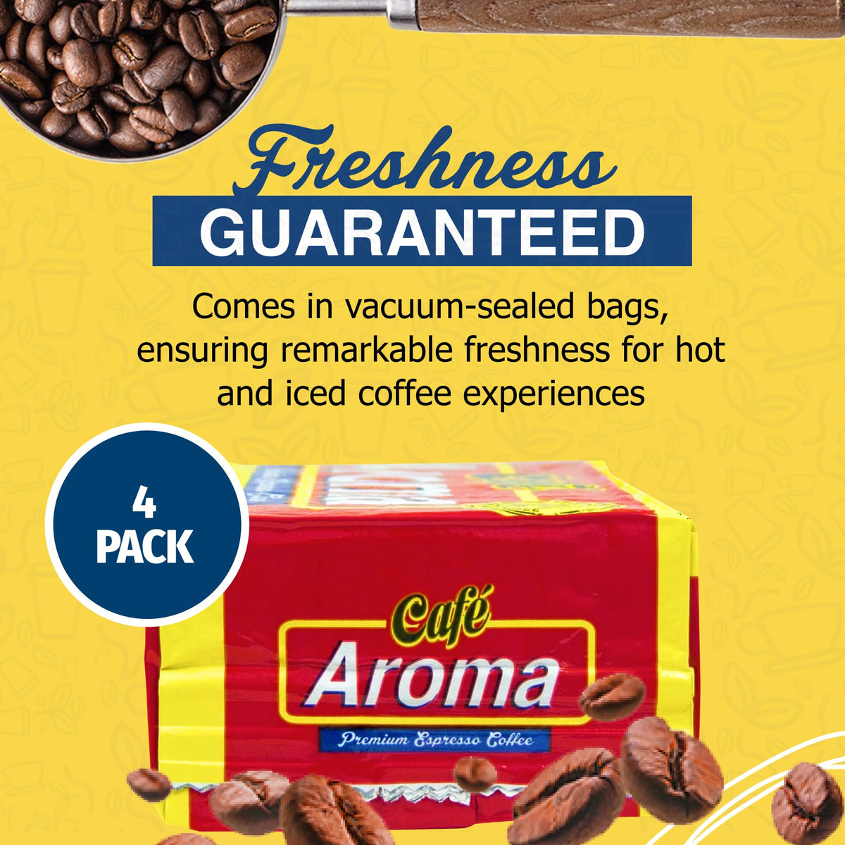 Cafe Aroma ground coffee is versatile for home espresso, drip, or stovetop.
