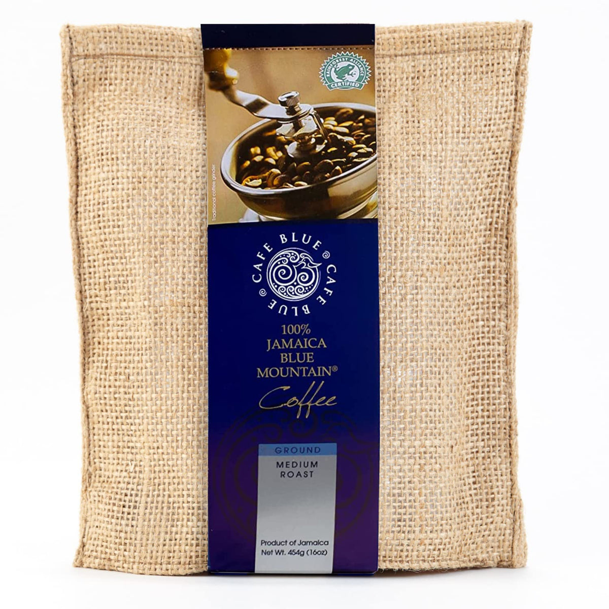 Cafe Blue Blue Mountain ground coffee bag for authentic home brewing