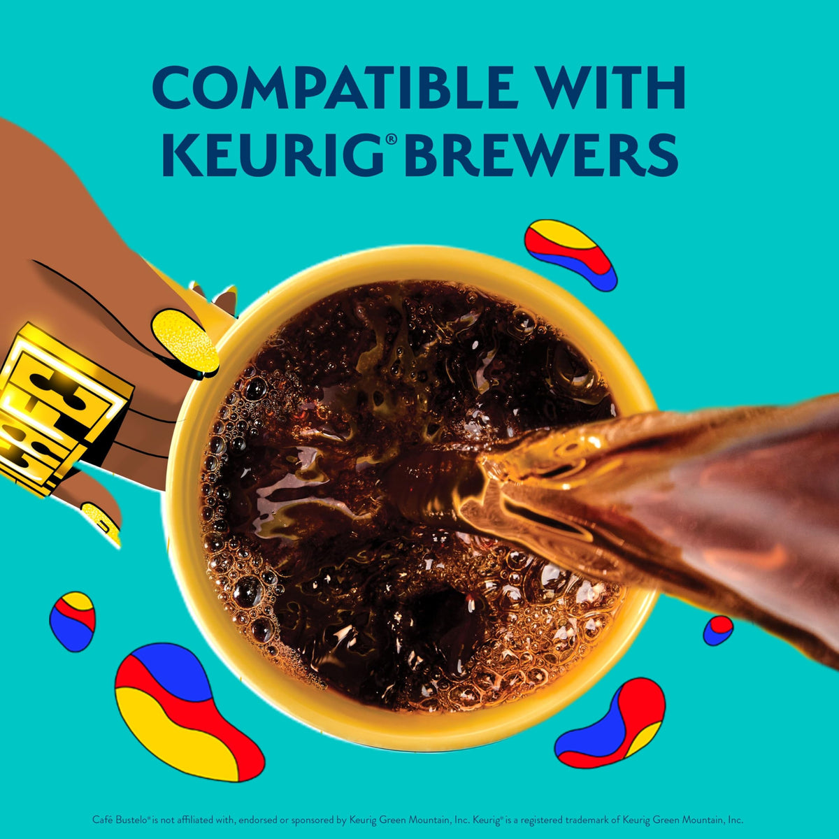 Cafe Bustelo dark roast pod close-up with brewing opportunity.
