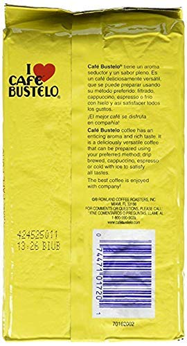 Cafe Bustelo six-pack espresso coffee bricks in packaging; convenient to store.