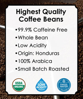 Cafe Don Pablo Subtle Earth decaf bag closeup shows organic certification and freshness.
