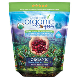 Cafe Don Pablo Subtle Earth decaf beans offer rich aroma and low-acidity brew.