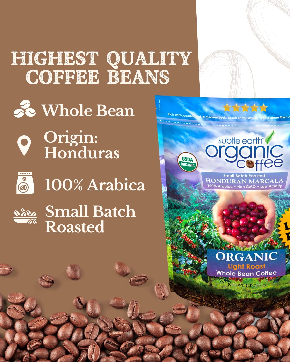 Cafe Don Pablo Subtle Earth packshot shows 100% Arabica quality for a smooth cup.