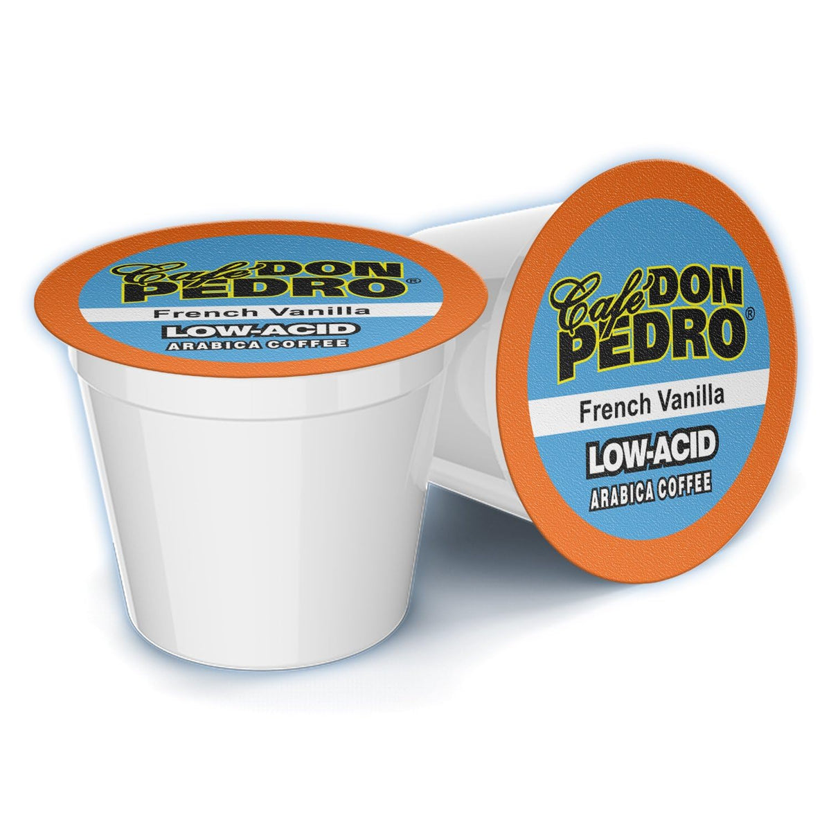 Cafe Don Pedro French Vanilla low-acid coffee pods with smooth, vanilla-forward flavor for daily brewing.