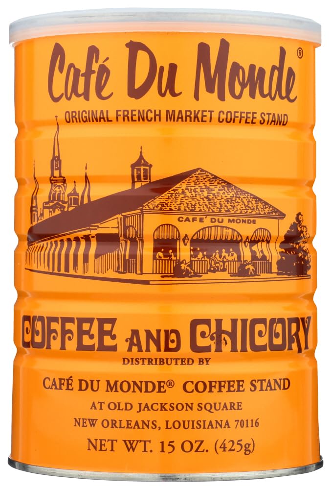 Cafe Du Monde coffee chicory pack of three 15-ounce cans for cafe au lait