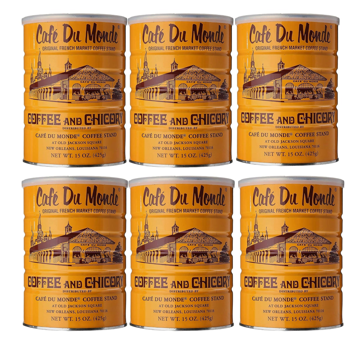 Cafe Du Monde coffee with chicory tin front, bold aroma for morning rituals