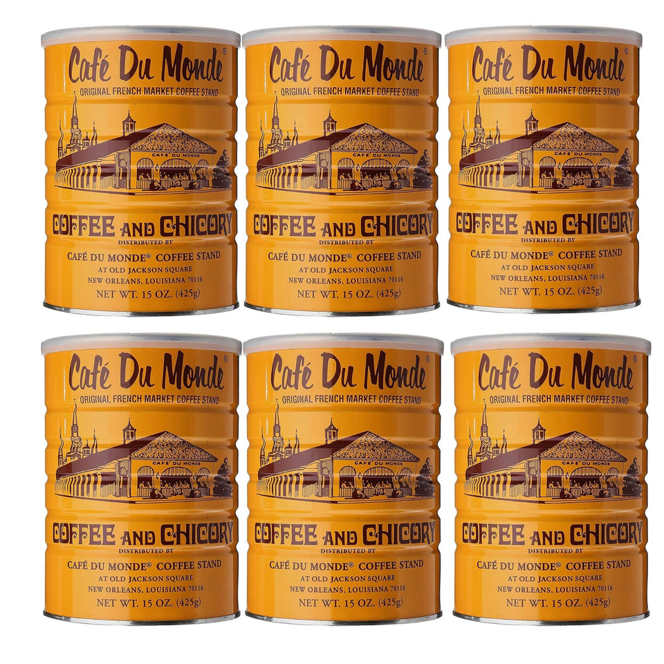 Cafe Du Monde coffee with chicory tin front, bold aroma for morning rituals