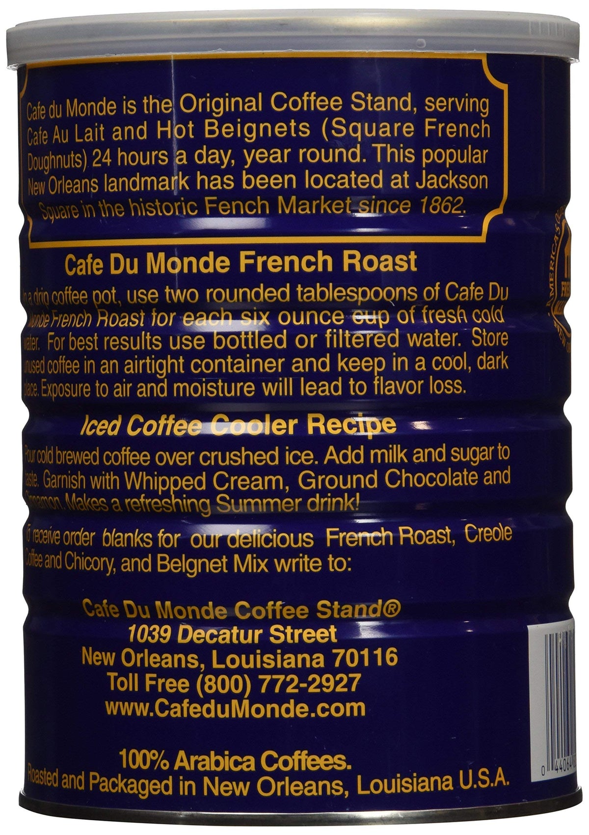Cafe Du Monde French Roast signifying New Orleans flavor and aroma