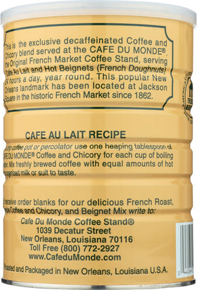 Cafe Du Monde regular coffee chicory can delivers bold notes for cafe au lait.