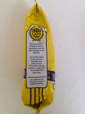 Roasted label detail on Cafe Duran Tradicional Regular packaging.