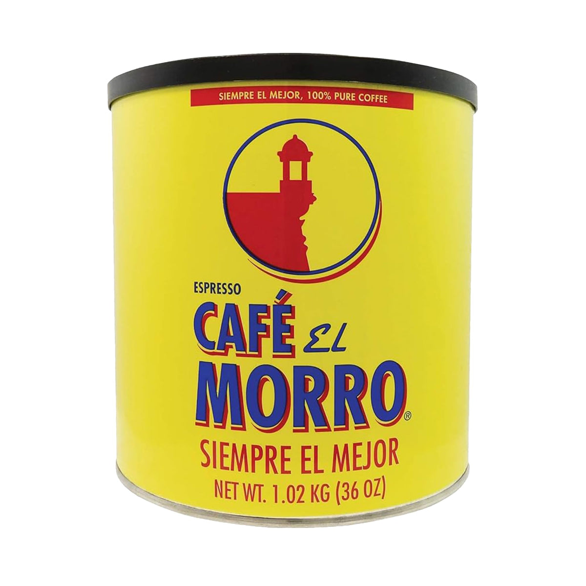 Cafe El Morro dark roast espresso ground coffee in bulk can for bold espresso at home