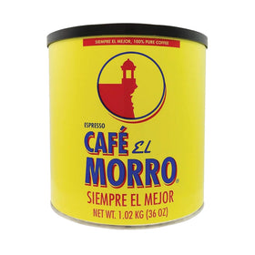 Cafe El Morro dark roast espresso ground coffee in bulk can for bold espresso at home