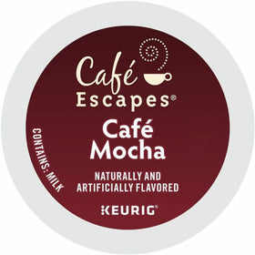 Cafe Escapes Cafe Mocha K-Cups pour a comforting cup for an afternoon break.