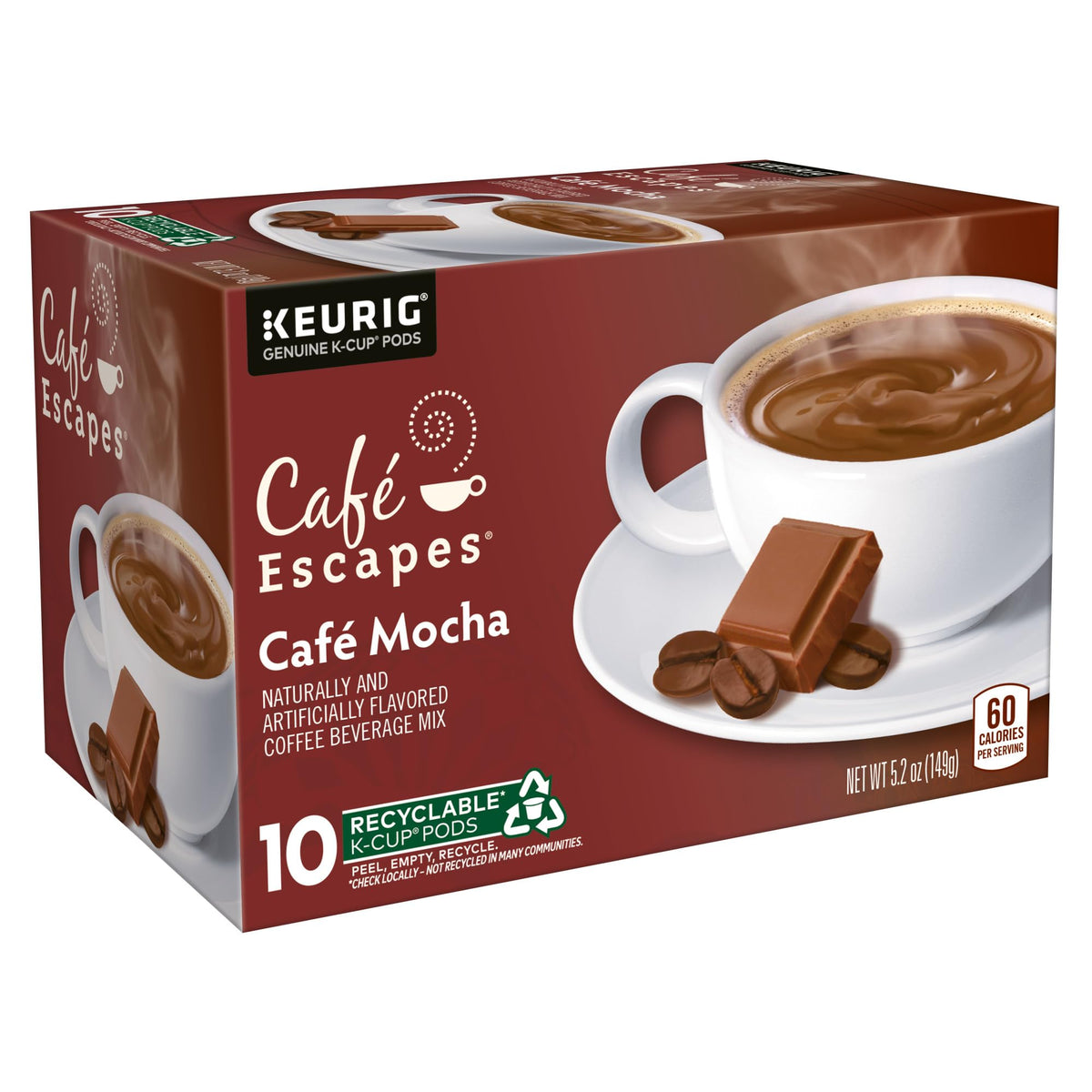 Café Escapes Cafe Mocha recyclable pod design supports eco-friendly routines.