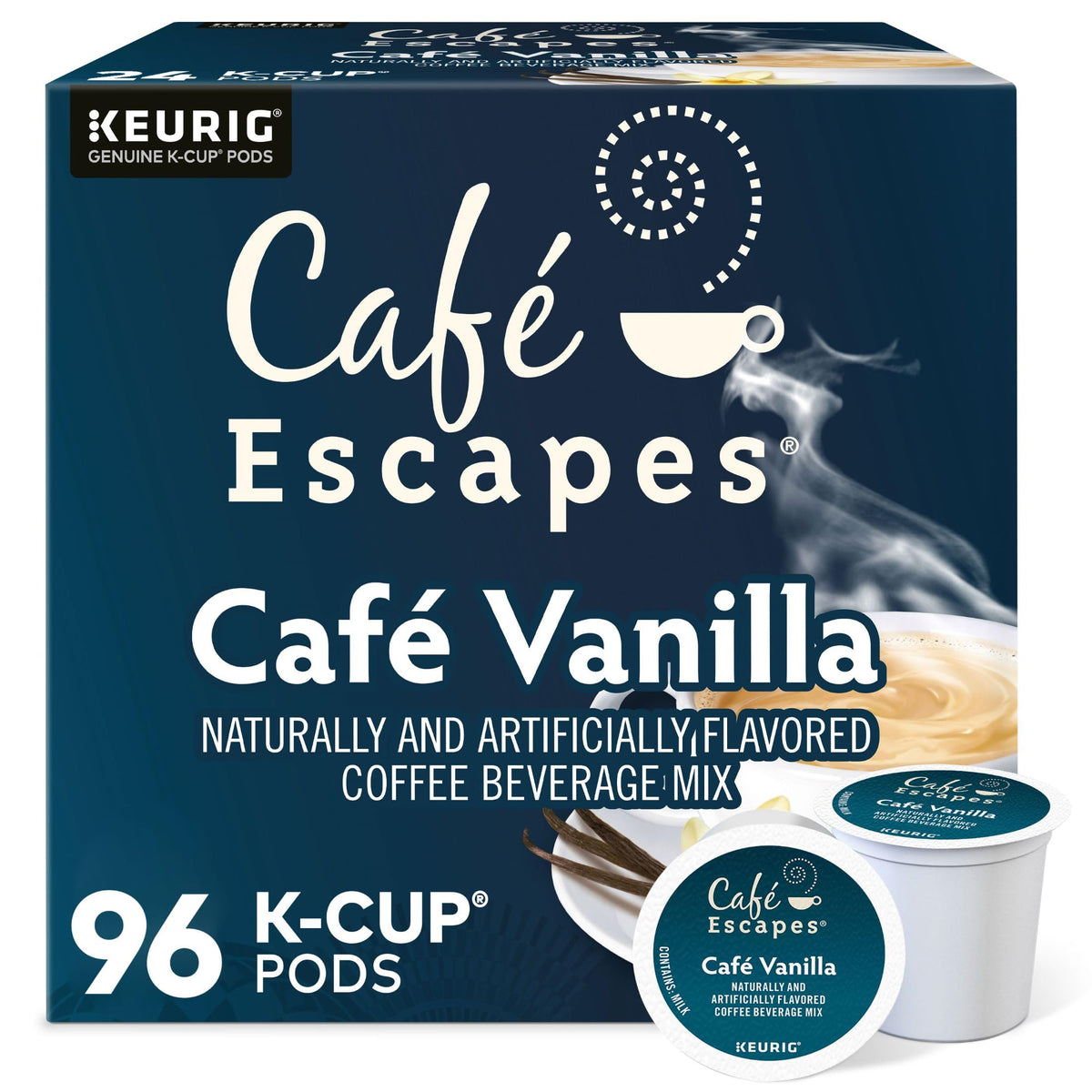 Cafe Escapes Cafe Vanilla K-Cup pod, perfect for a comforting afternoon cup.
