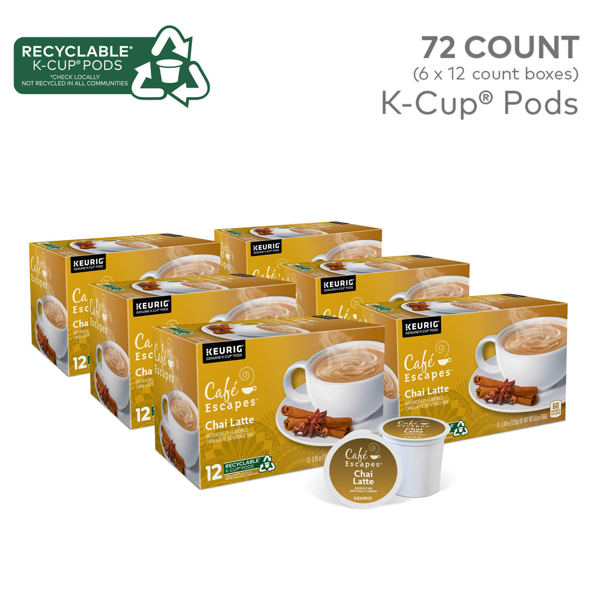 Cafe Escapes Chai Latte cup steaming invites a warm, comforting aroma.