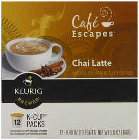 Cafe Escapes Chai Latte K-Cup brewing action in Keurig for easy comfort
