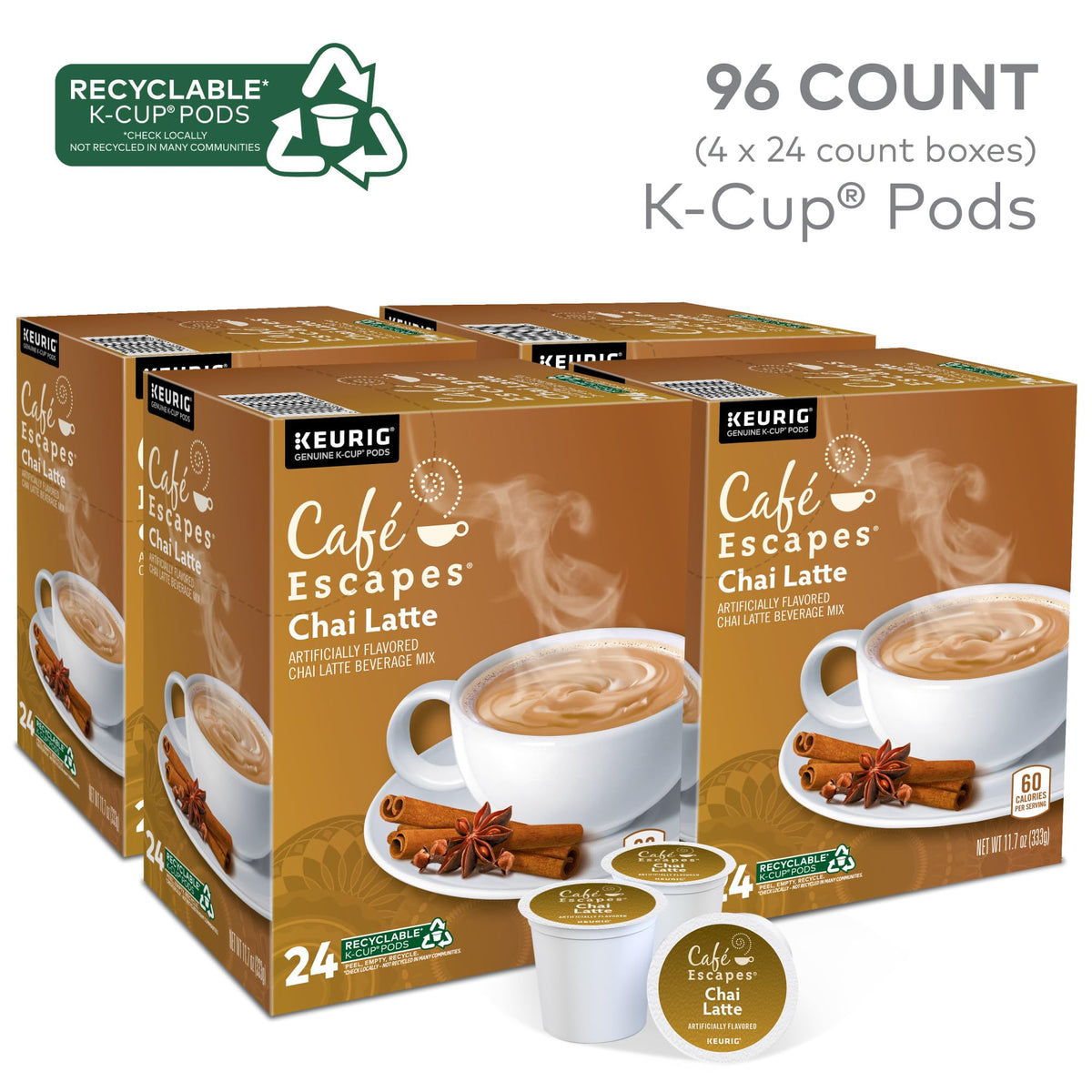 Cafe Escapes chai latte pods in hand ready for a comforting break