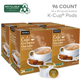 Cafe Escapes chai latte pods in hand ready for a comforting break