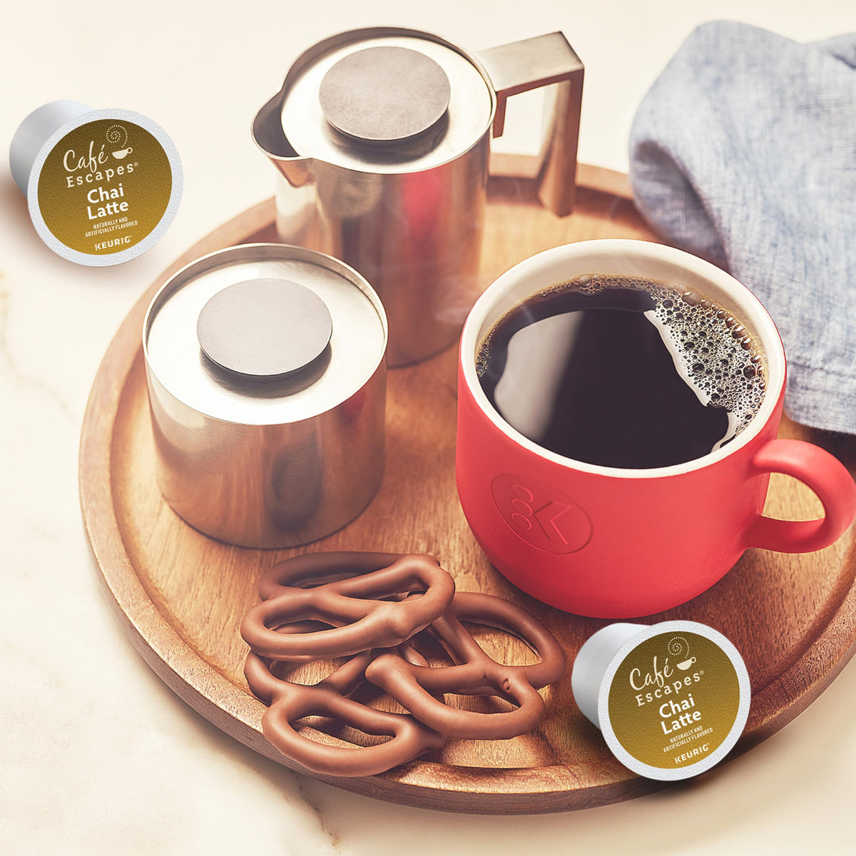 Cafe Escapes chai latte tea spice blend image shows exotic notes.