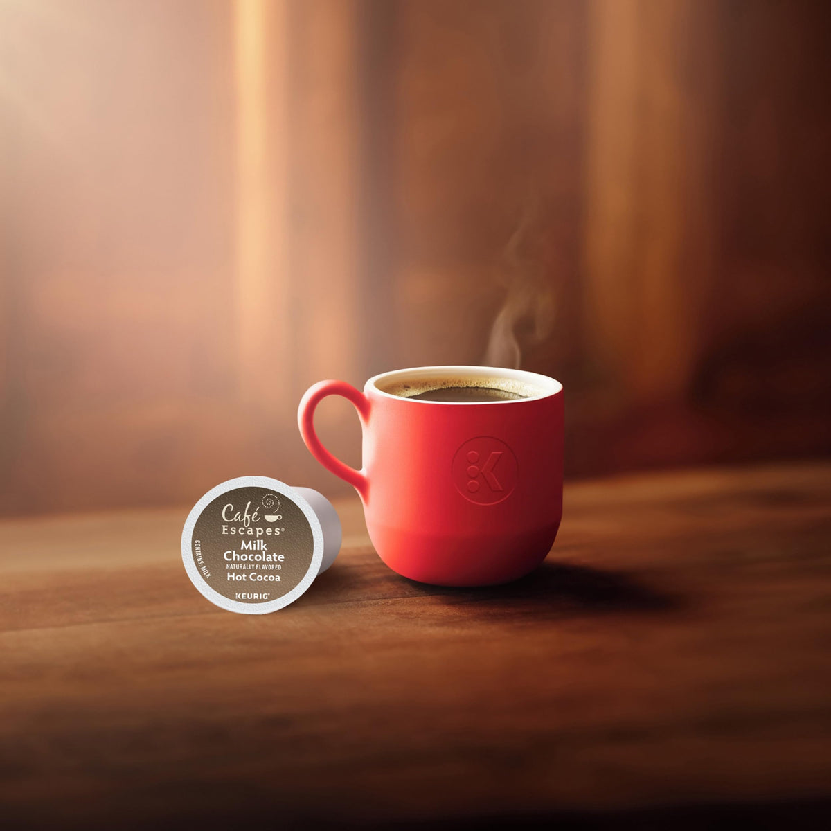 Cafe Escapes creamy milk chocolate cocoa pour highlighting indulgent texture