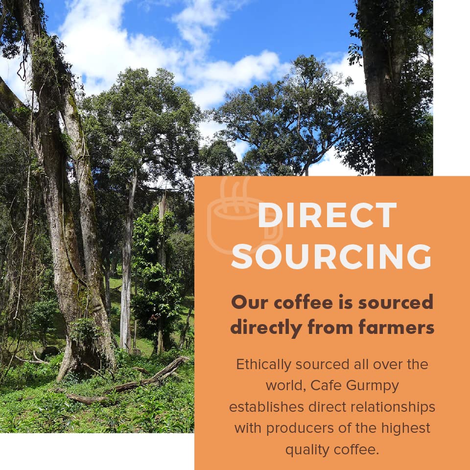 Cafe Grumpy farm-to-table label image communicates transparent sourcing and fair trade.