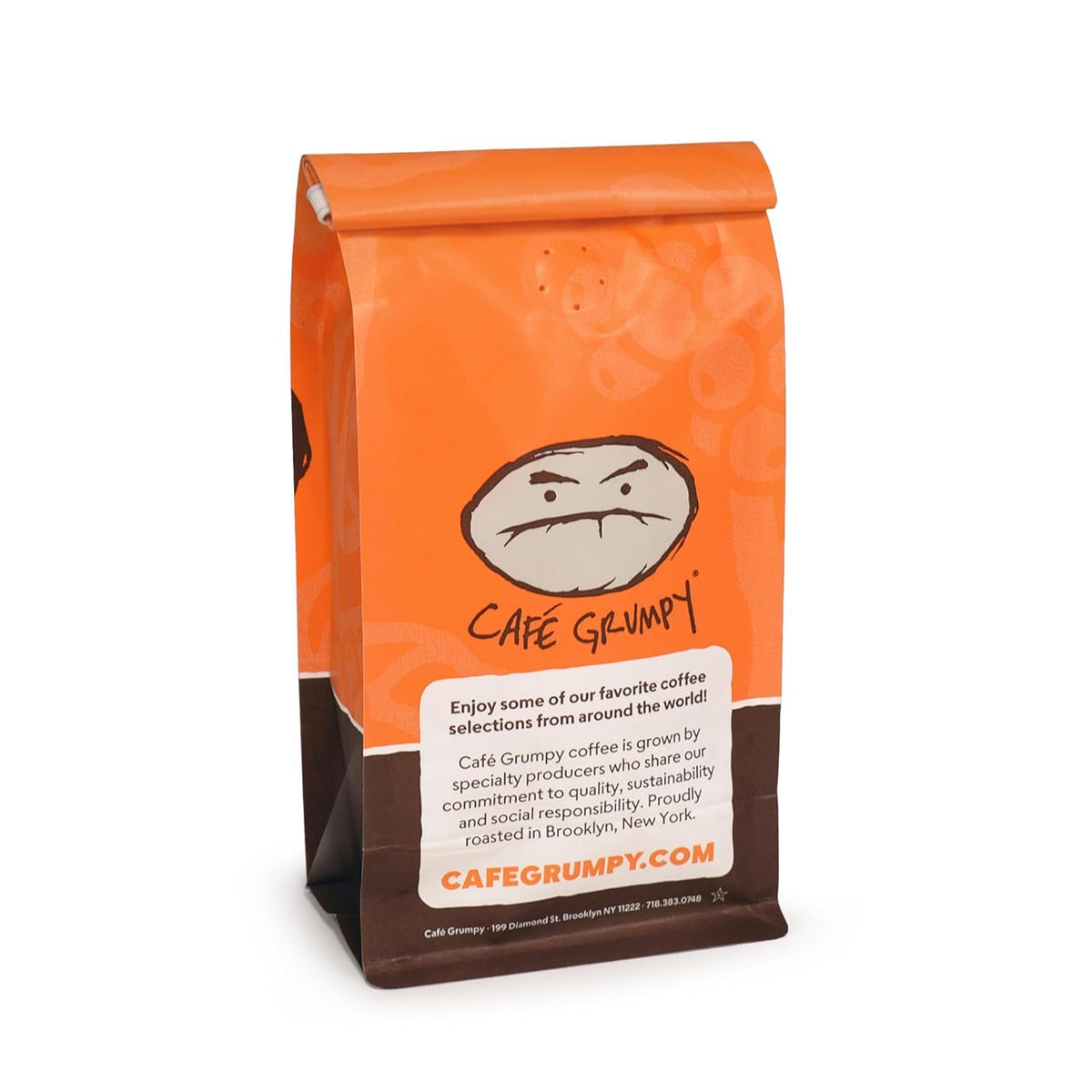 Store display of Café Grumpy Momentum Blend in a Brooklyn cafe