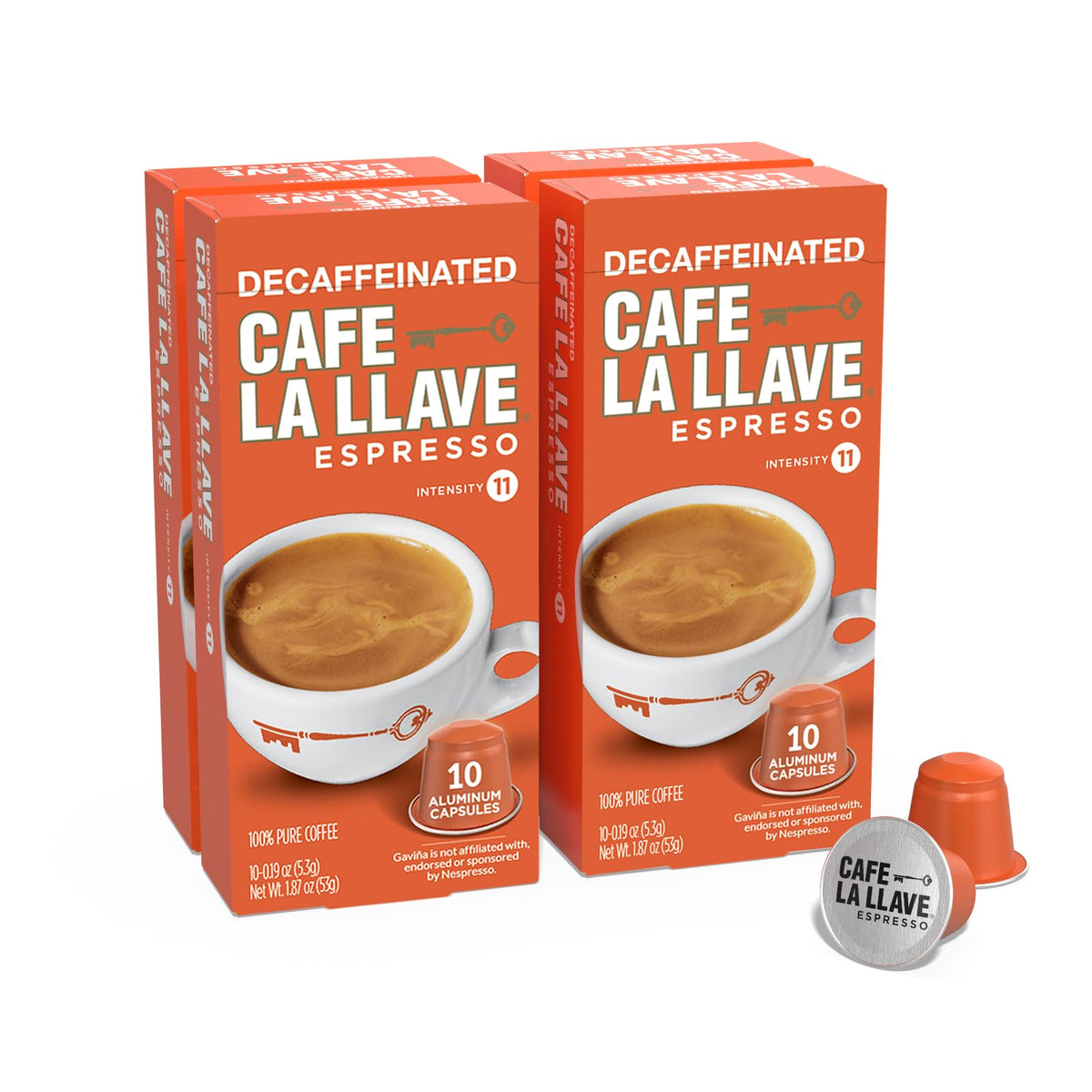 Cafe La Llave decaf Latin-style espresso pods preserving freshness for daily use