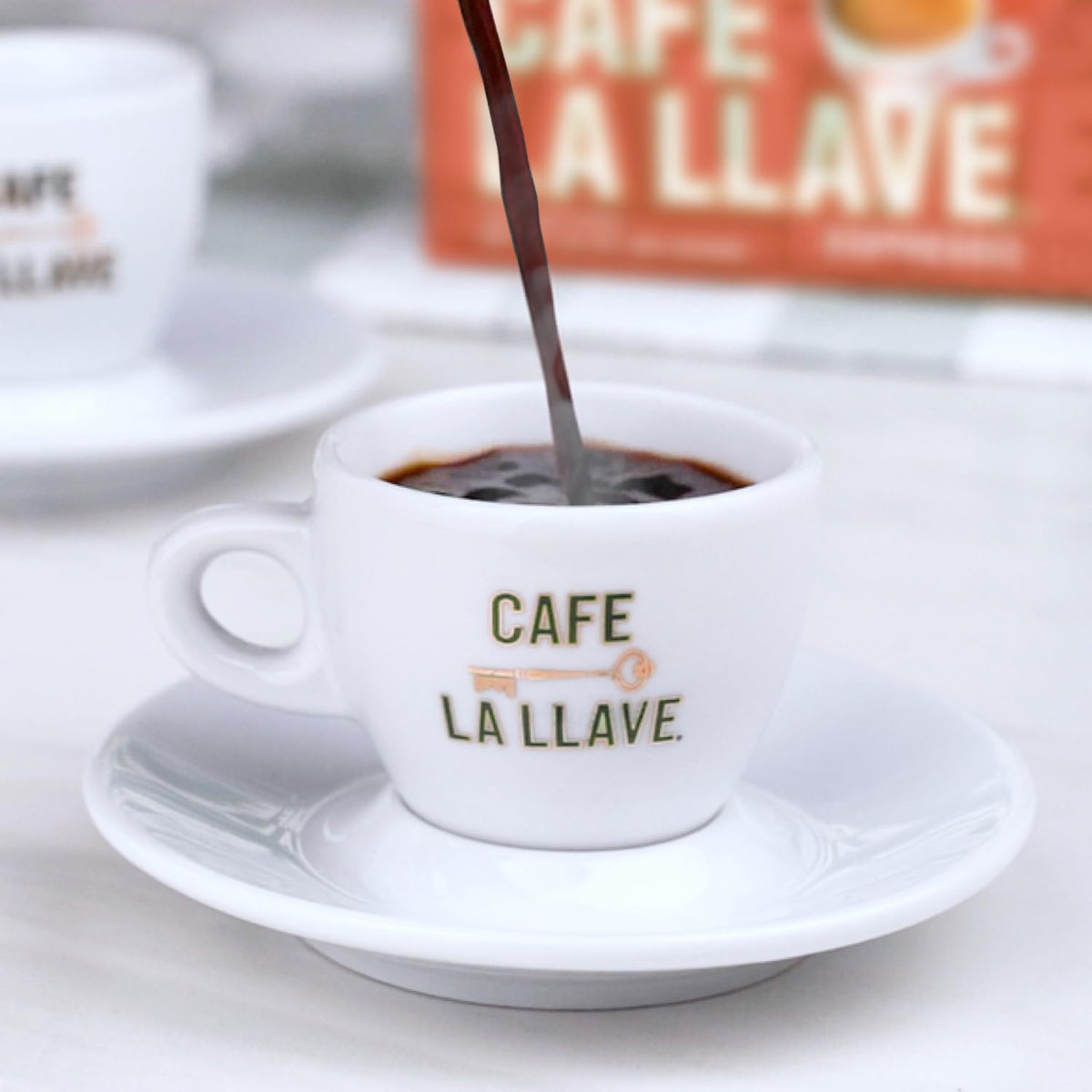 Cafe La Llave ground espresso ready for moka pot brewing.