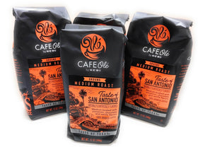 Cafe Ole San Antonio ground coffee packaging showing a convenient 12oz pack.