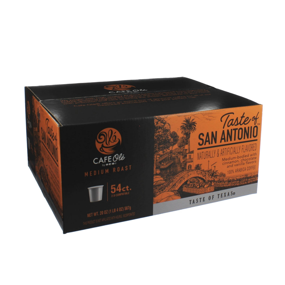 Cafe Ole Taste of San Antonio single-serve coffee with cinnamon and chocolate notes for a comforting morning ritual.