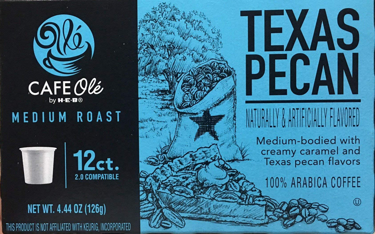 CAFE Olé Texas Pecan K-Cup box, rich aroma enhances your morning coffee ritual.