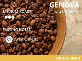Cafe Quindio Excelso Arabica beans close-up show premium texture.