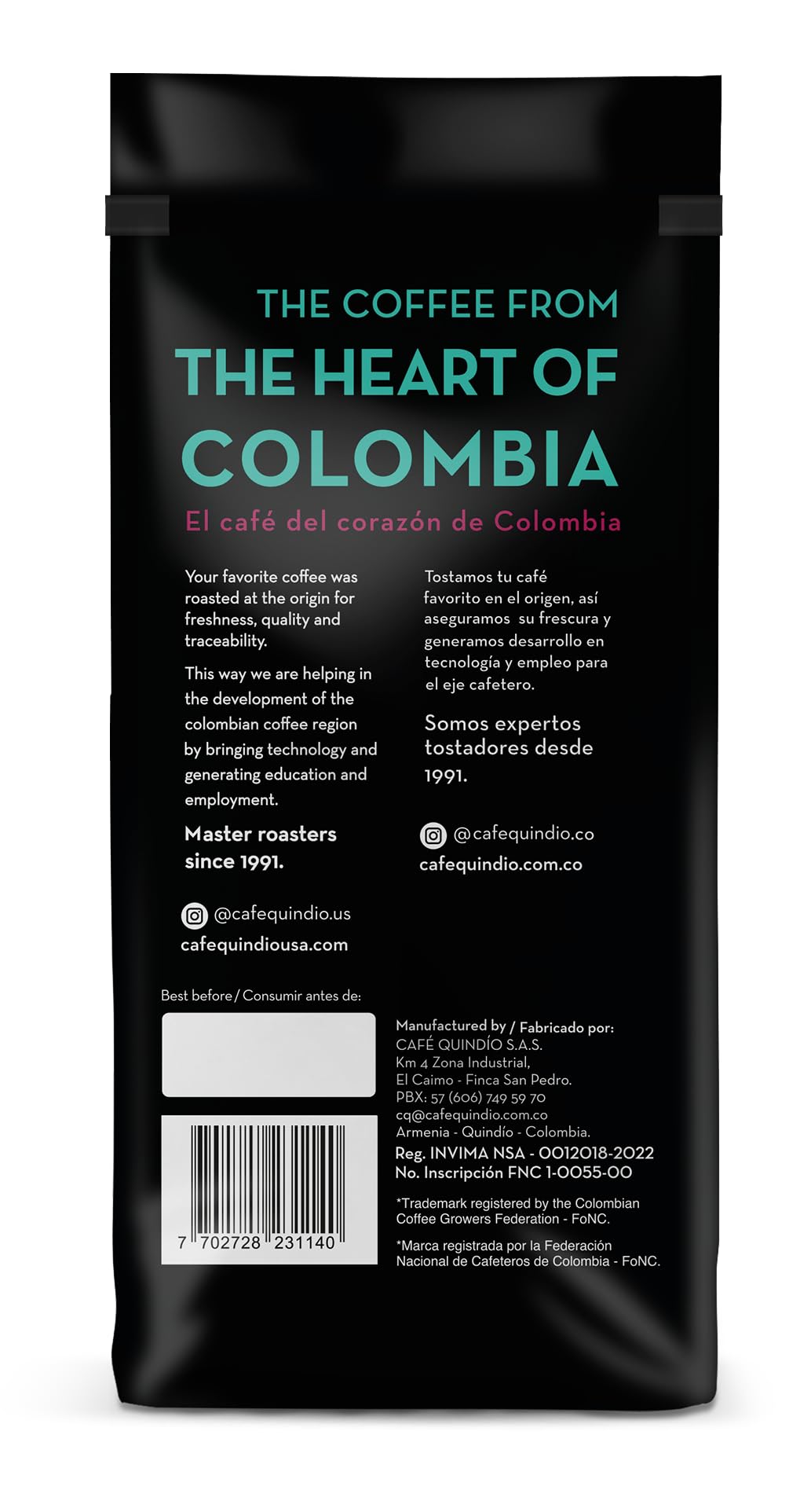 Cafe Quindio Gourmet women-owned brand emphasizing community impact.