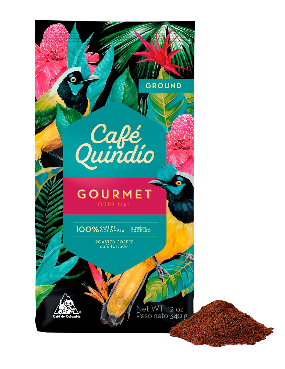 Cafe Quindio Medium Roast ground Arabica coffee bag showcasing balanced flavor