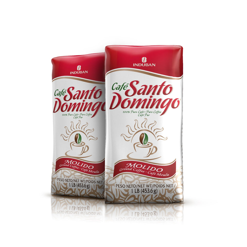 Café Santo Domingo INDUBAN 16oz bag label showing authentic origin and quality.