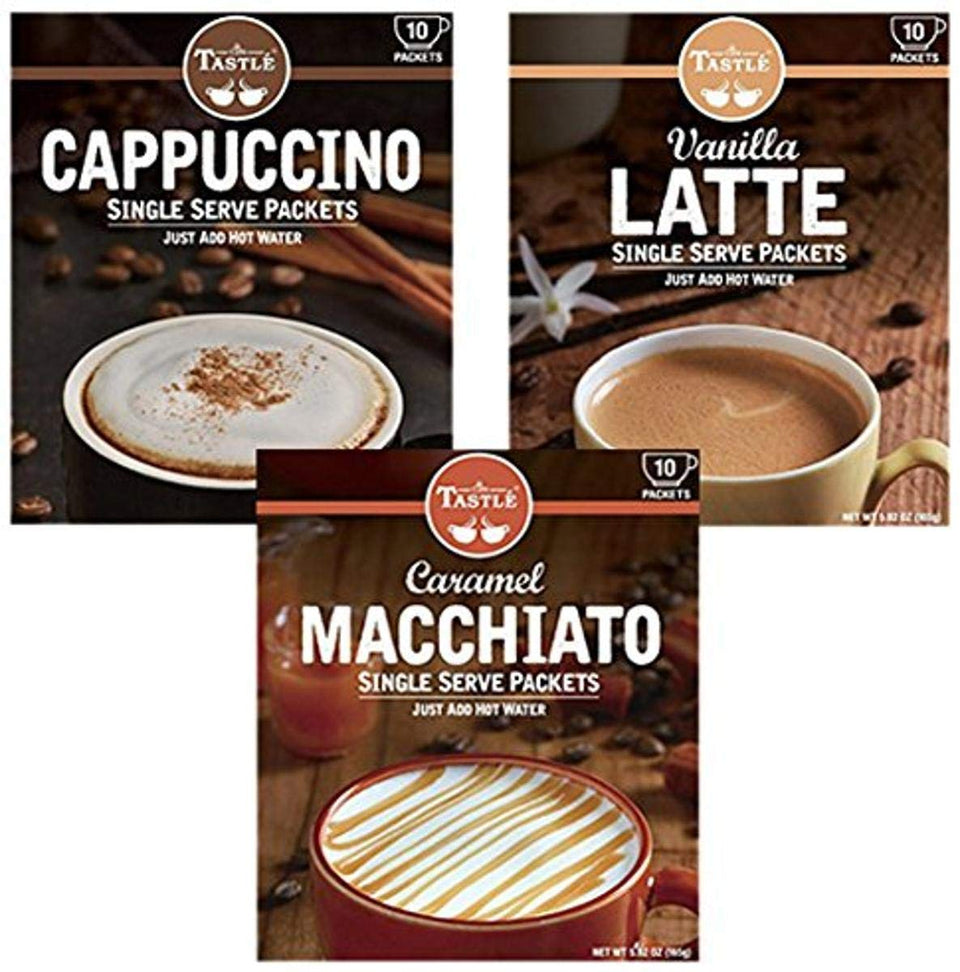 Cafe Tastlé cappuccino-vanilla-latte-caramel-macchiato hero cup ready to enjoy