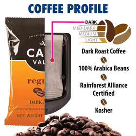 Cafe Valet 100% Arabica beans, Rainforest Alliance certified, delivering a smooth cup