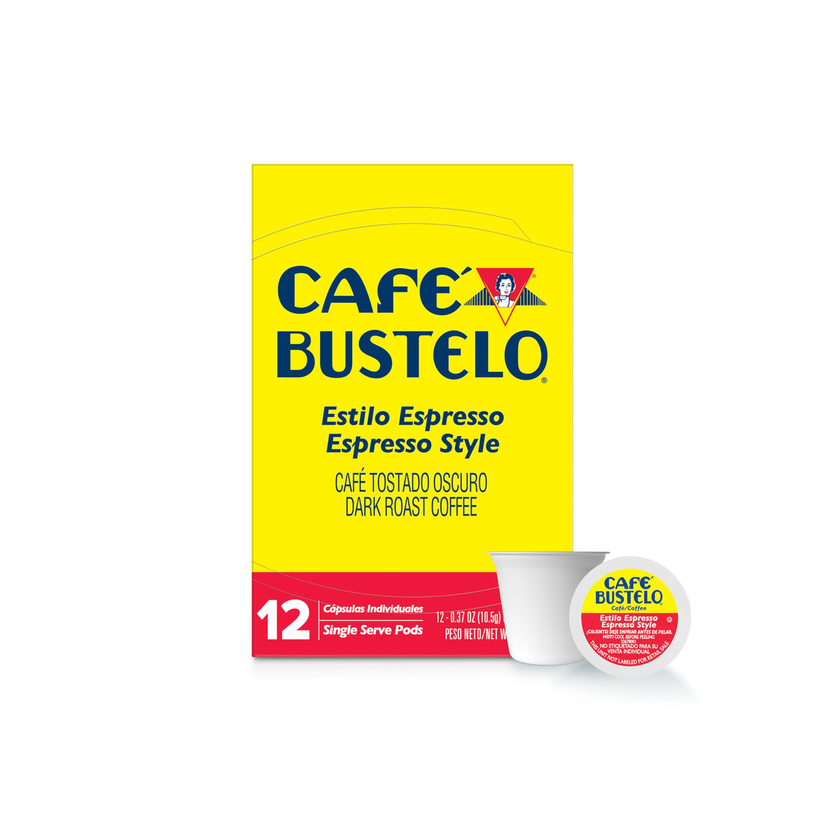 Cafe Bustelo espresso style dark roast pod ready for quick brew