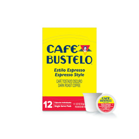 Cafe Bustelo espresso style dark roast pod ready for quick brew